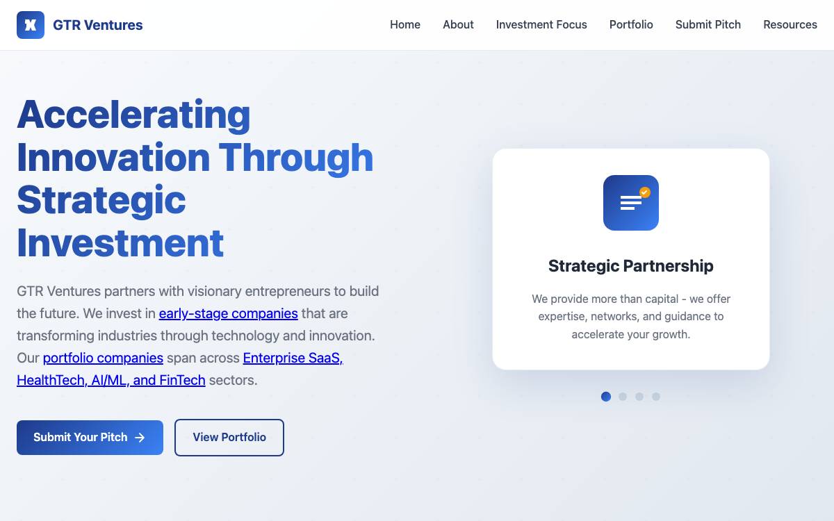 GTR Ventures website preview