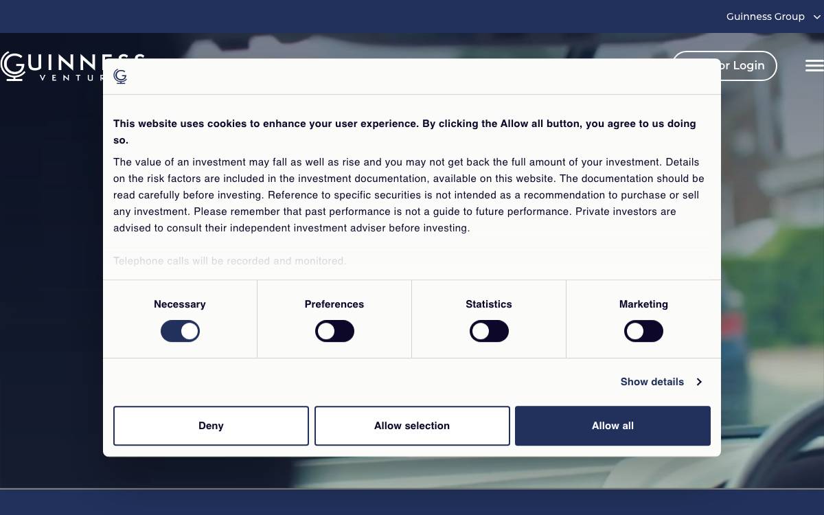 Guinness Ventures website preview
