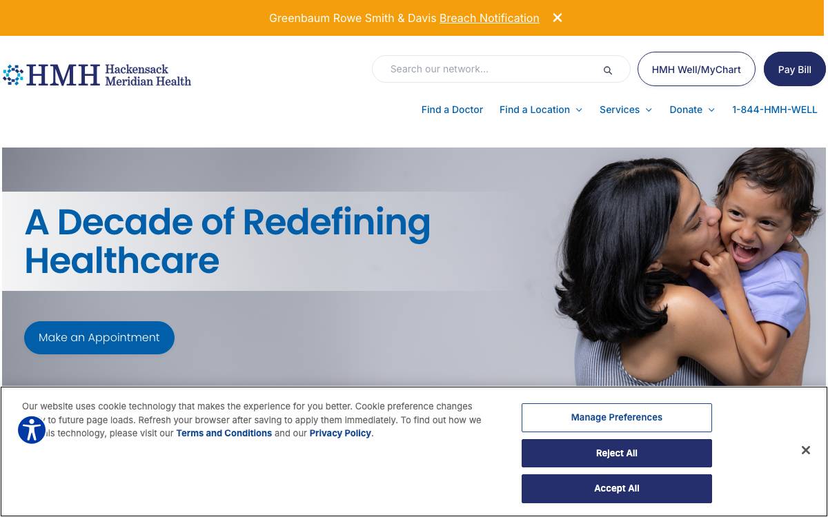 Hackensack Meridian Health Bear's Den website preview