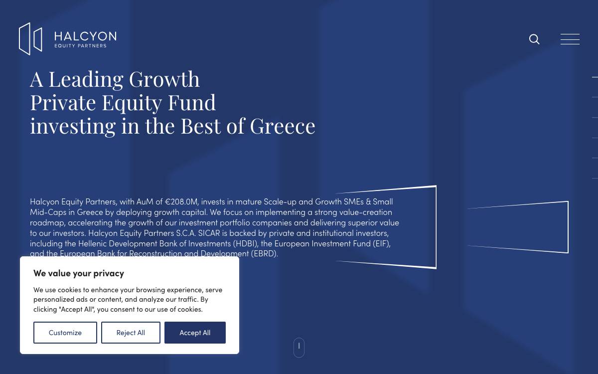 Halcyon Equity Advisors SARL website preview