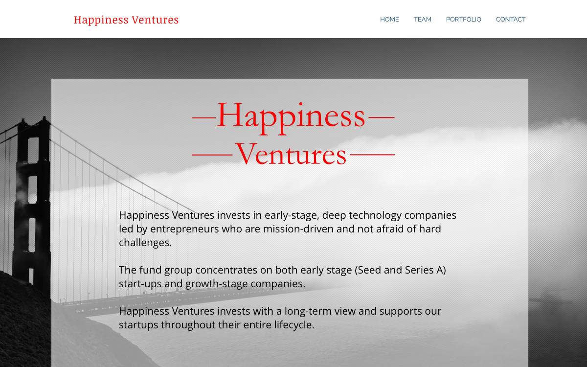 Happiness Ventures website preview