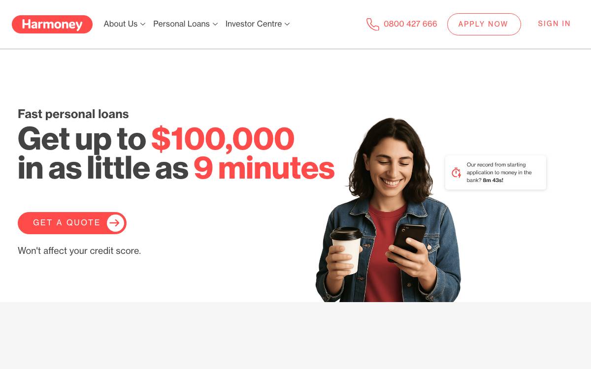 Harmoney website preview