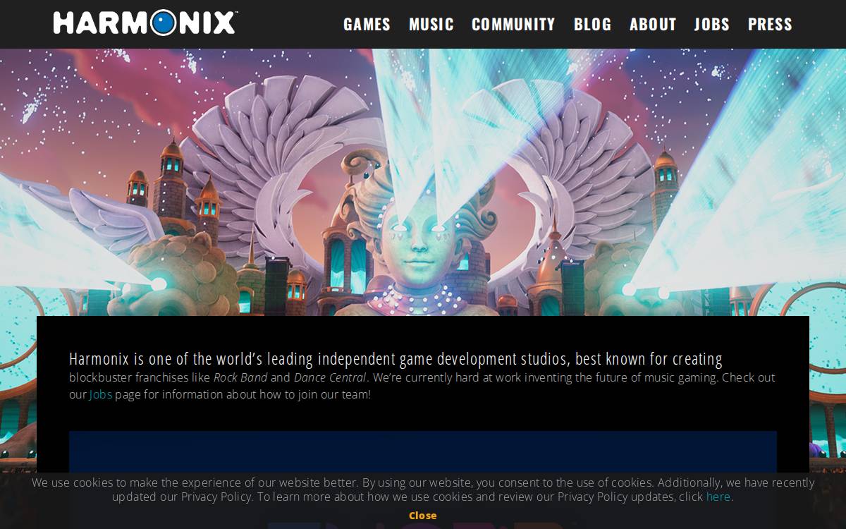 Harmonix Music Systems website preview