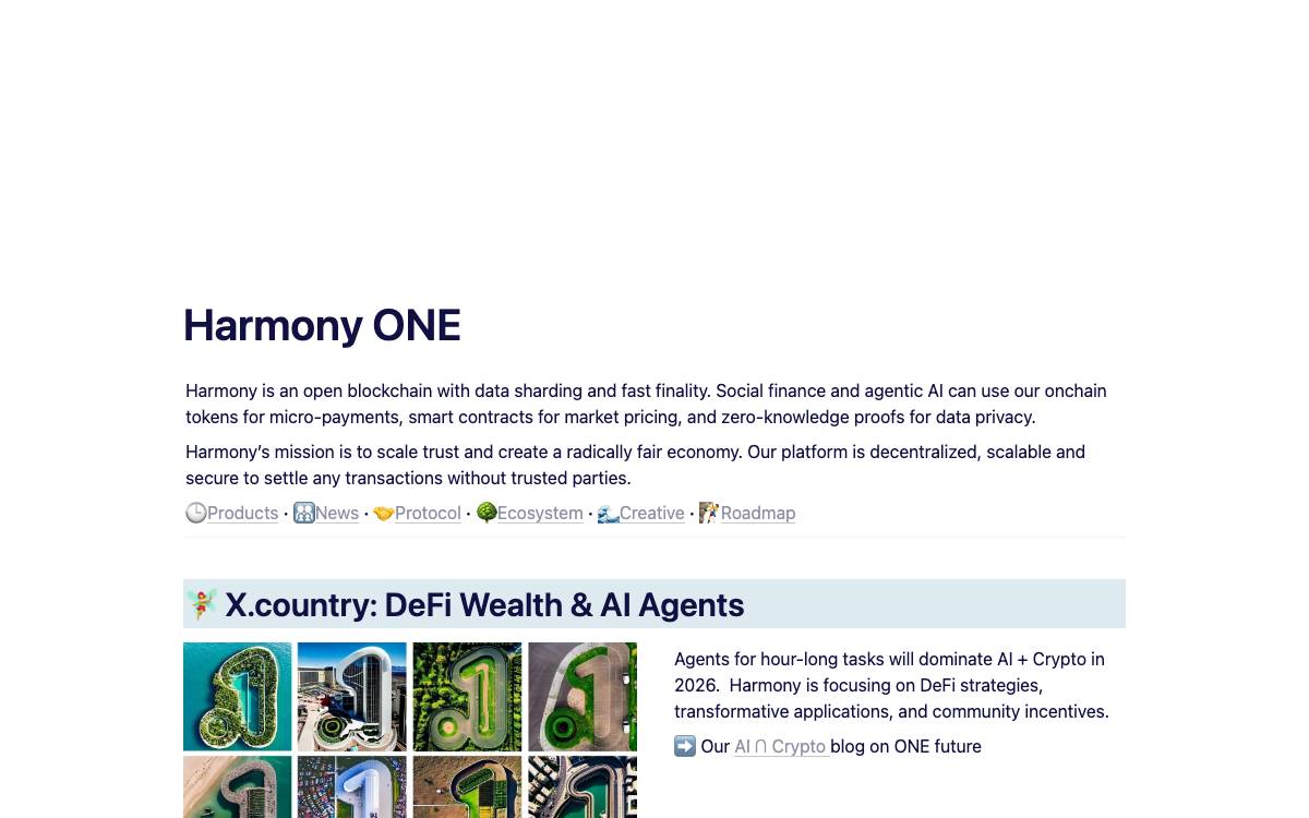 Harmony website preview