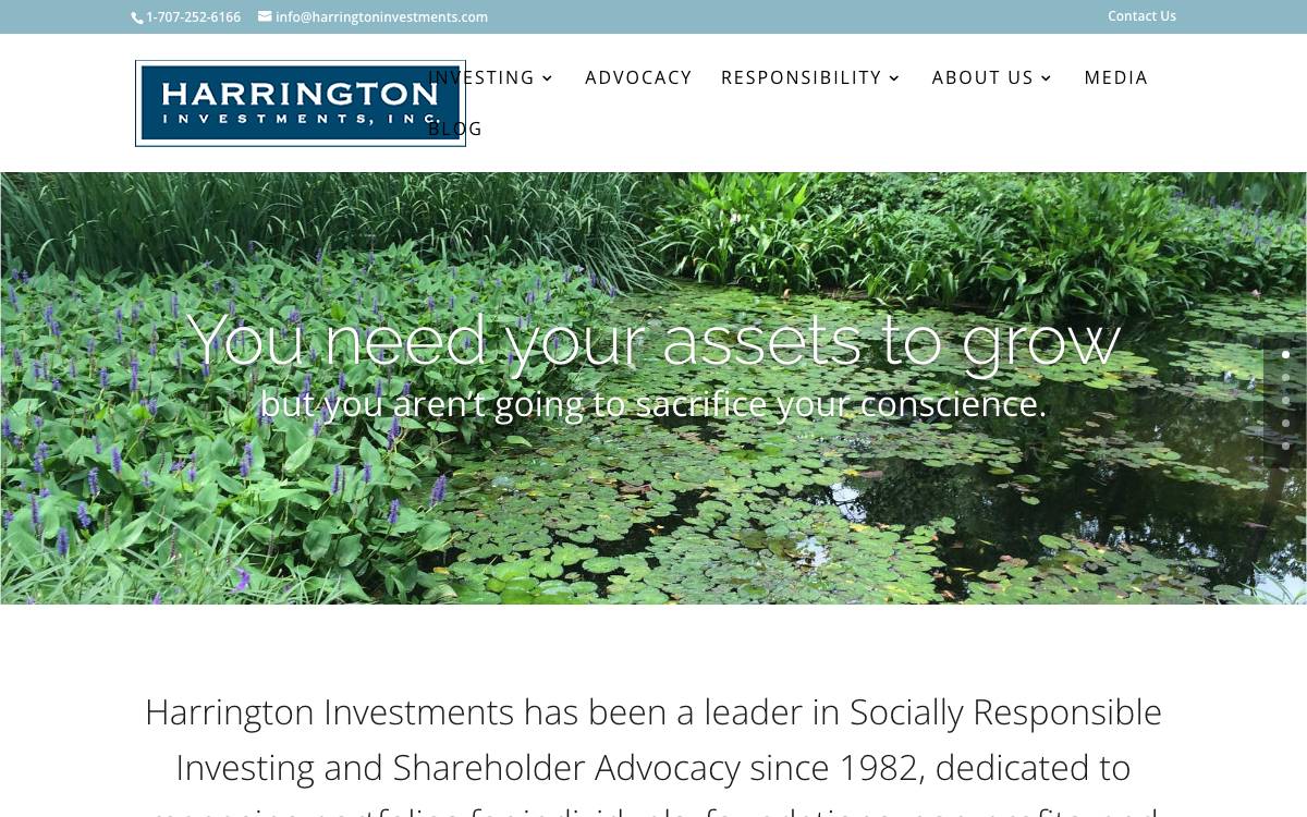 Harrington Investments website preview