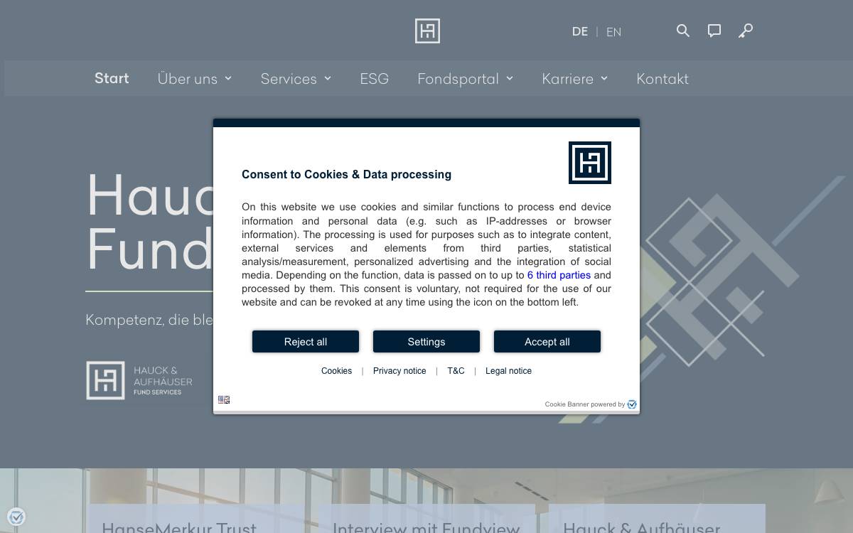 Hauck & Aufhauser website preview