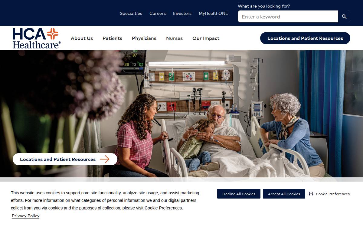 HCA Healthcare Physician Services website preview