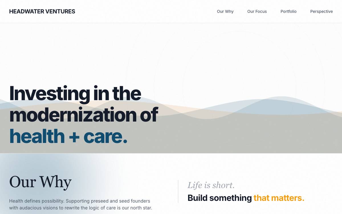 Headwater Ventures website preview