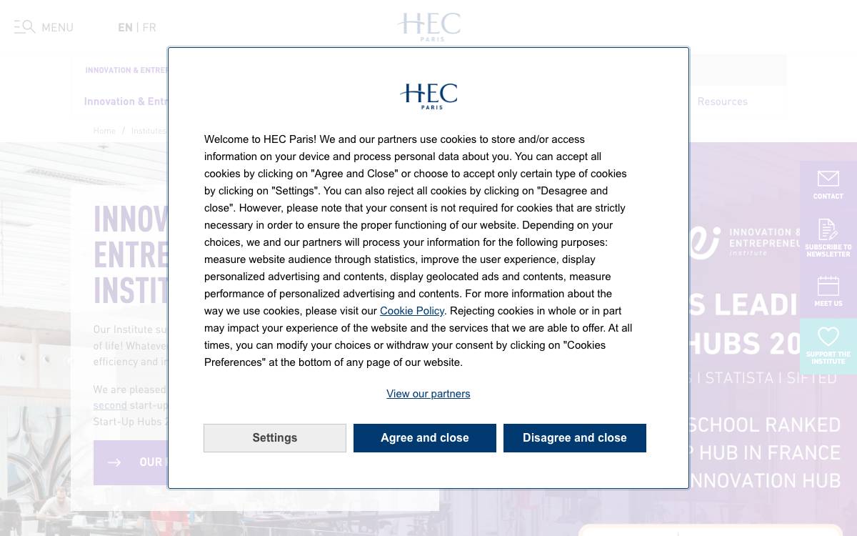 HEC Paris Incubator website preview