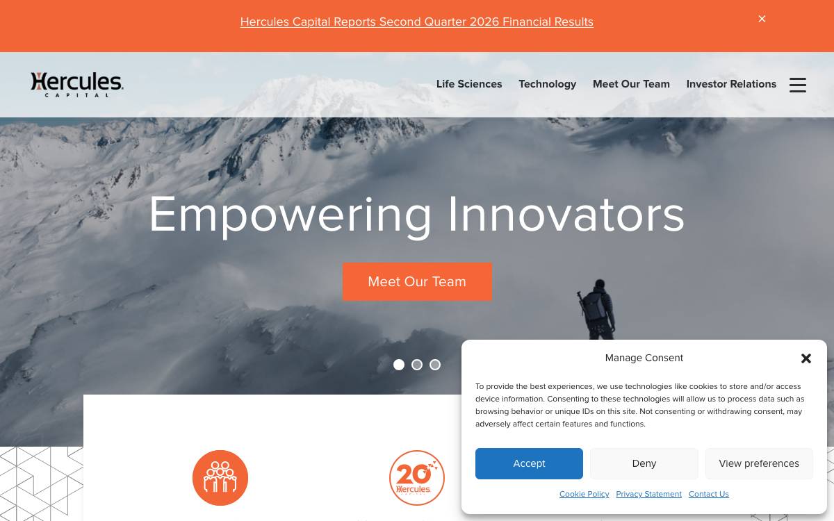 Hercules Capital, Inc. website preview