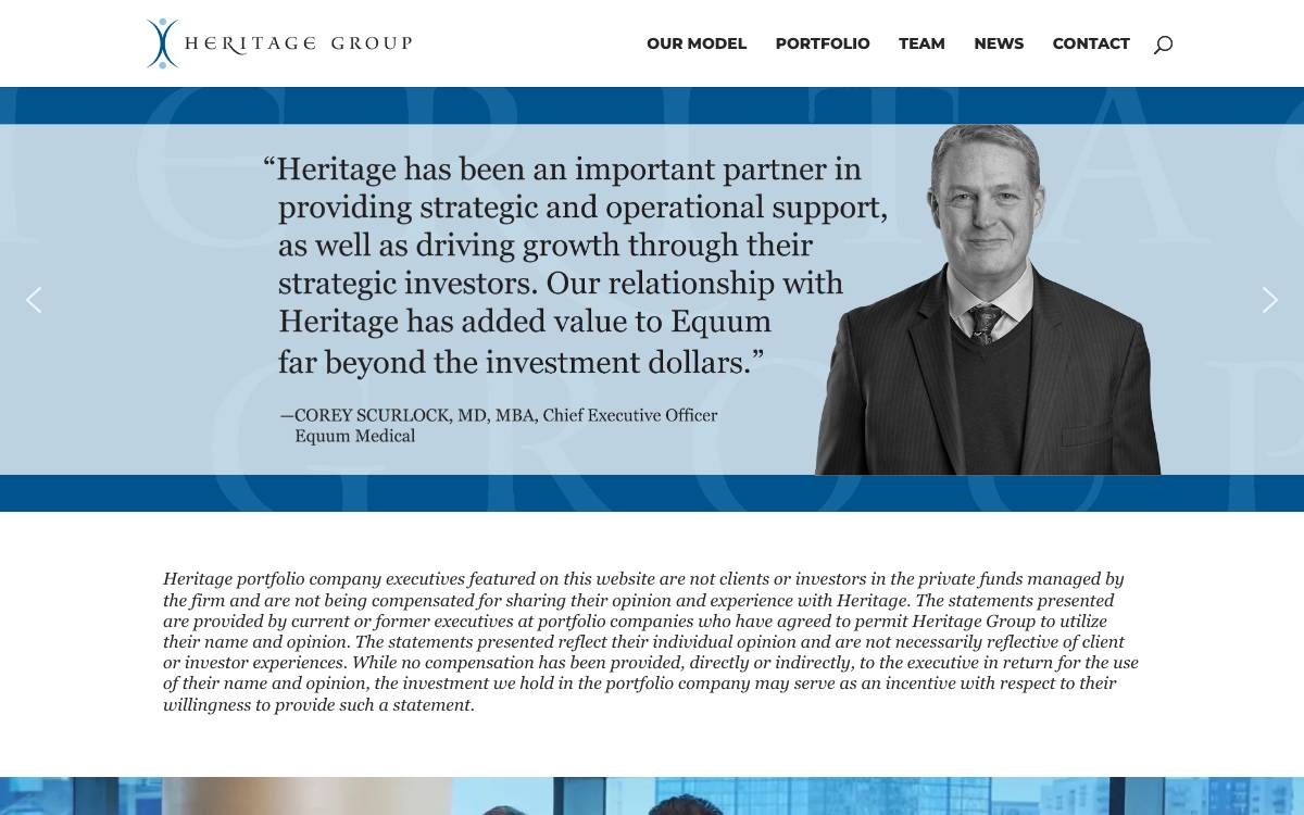 Heritage Group website preview