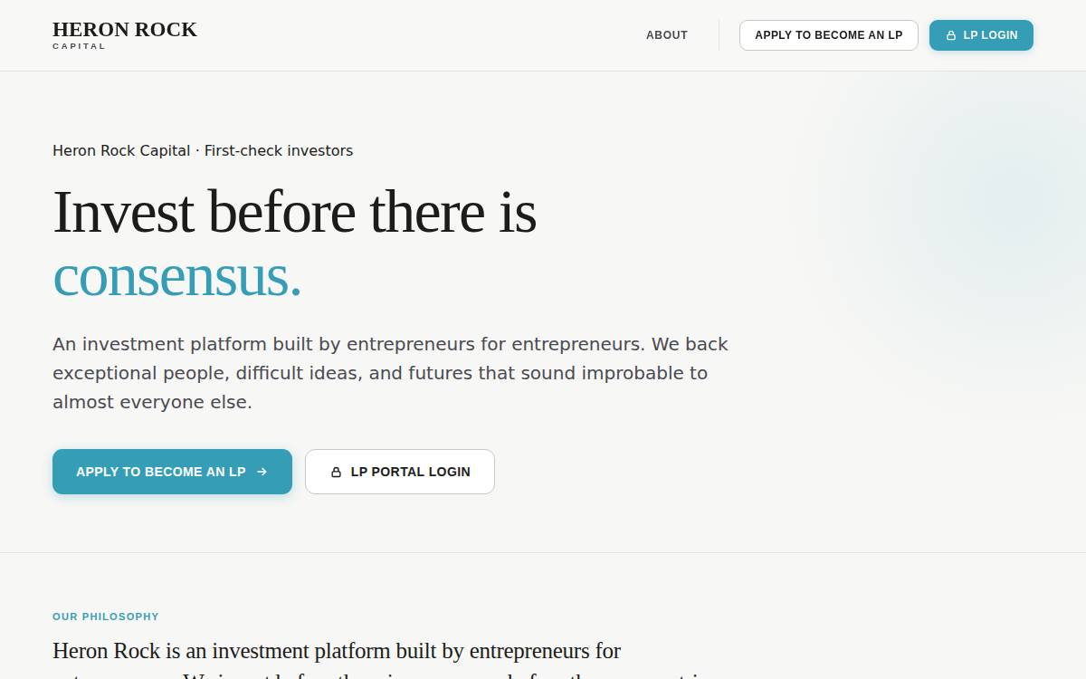 Heron Rock AL Access Funds website preview