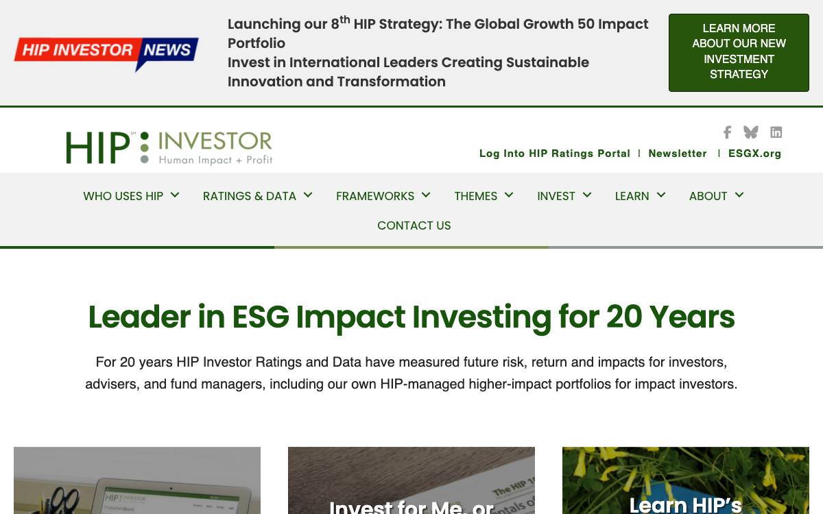 HIP Investor website preview