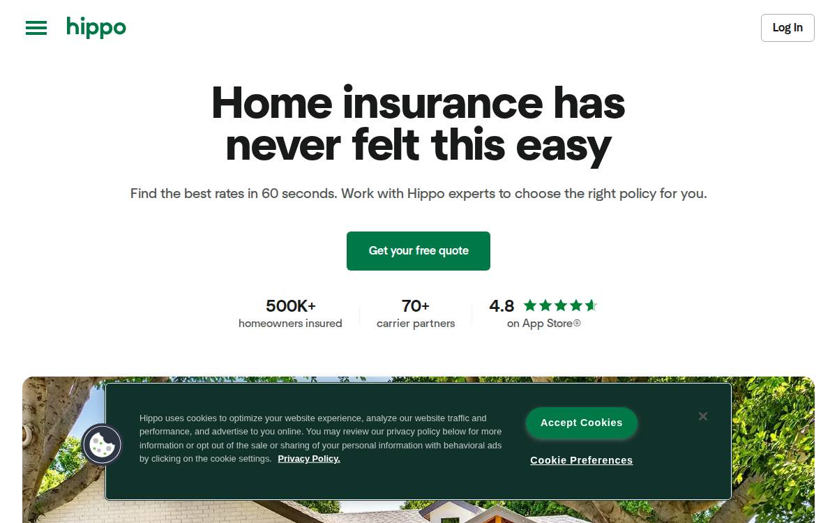 Hippo Insurance website preview