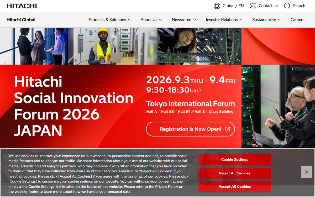 Hitachi, Ltd. website preview