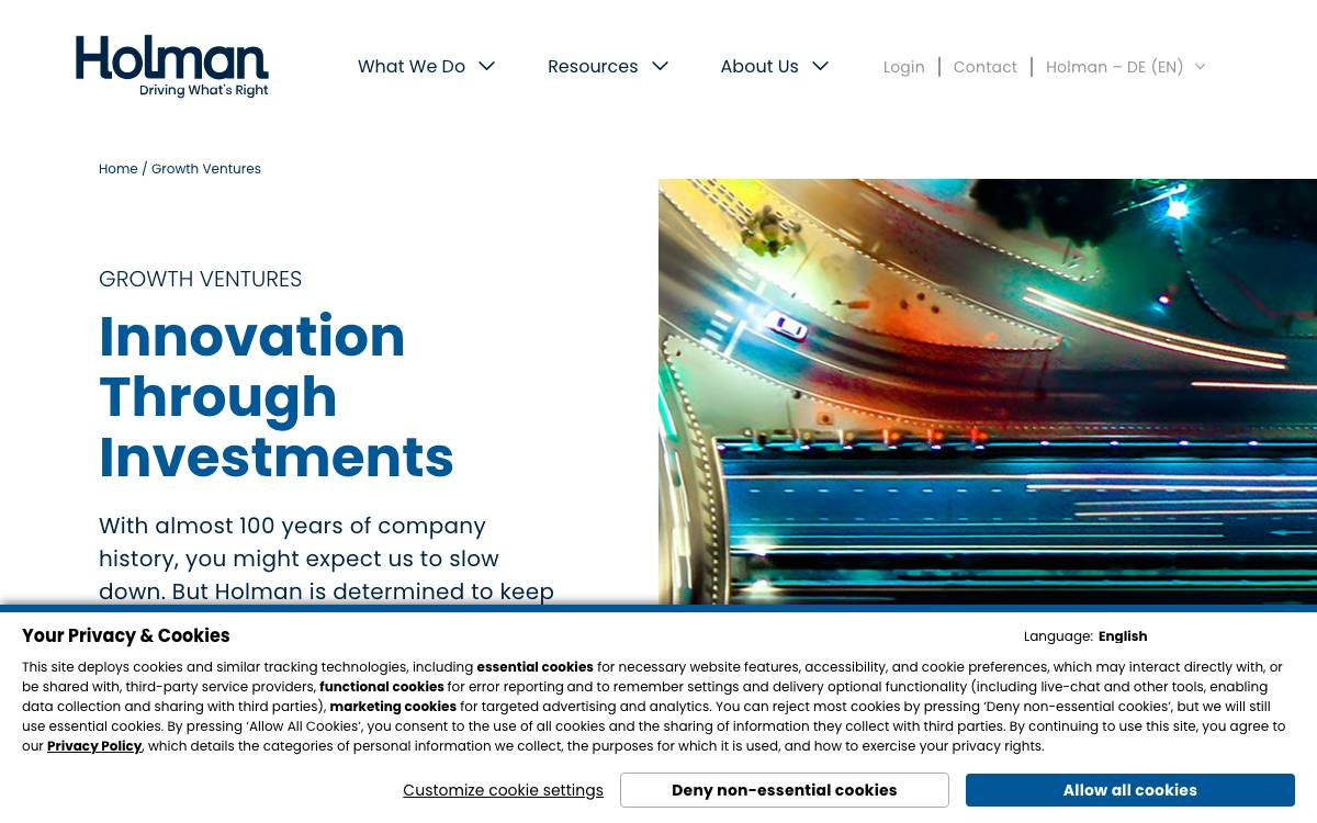 Holman Growth Ventures website preview