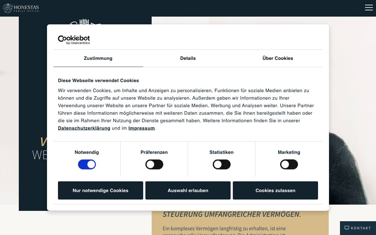 HONESTAS Family Office GmbH website preview