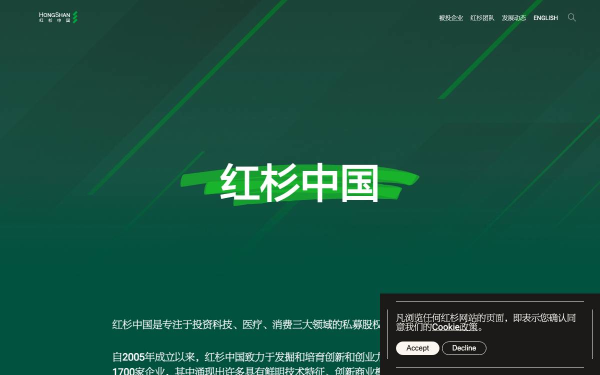 HongShan Capital Group website preview
