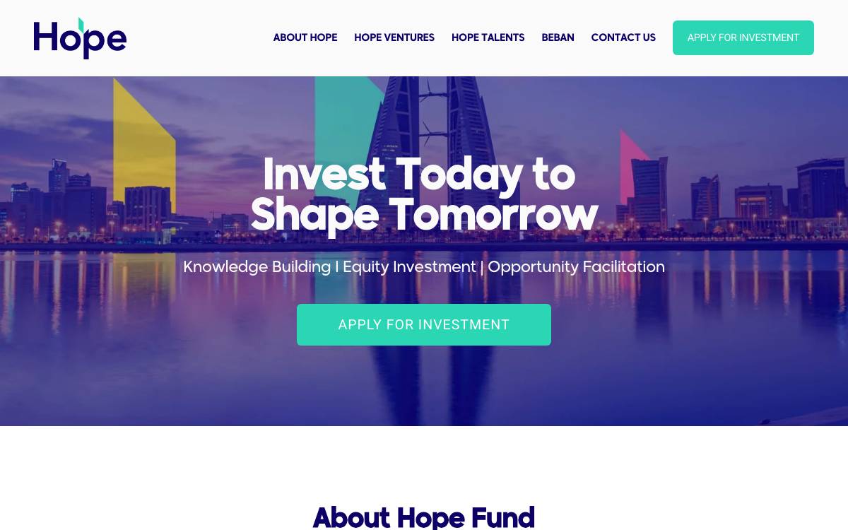 Hope Ventures website preview
