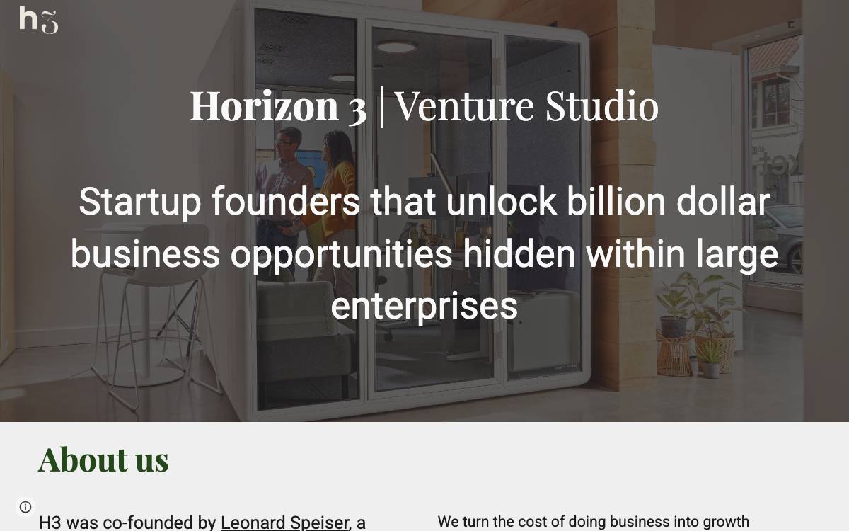 Horizon 3 Venture Studio website preview