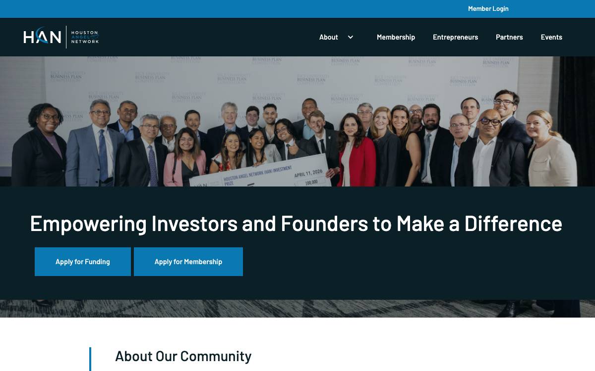 Houston Angel Network website preview