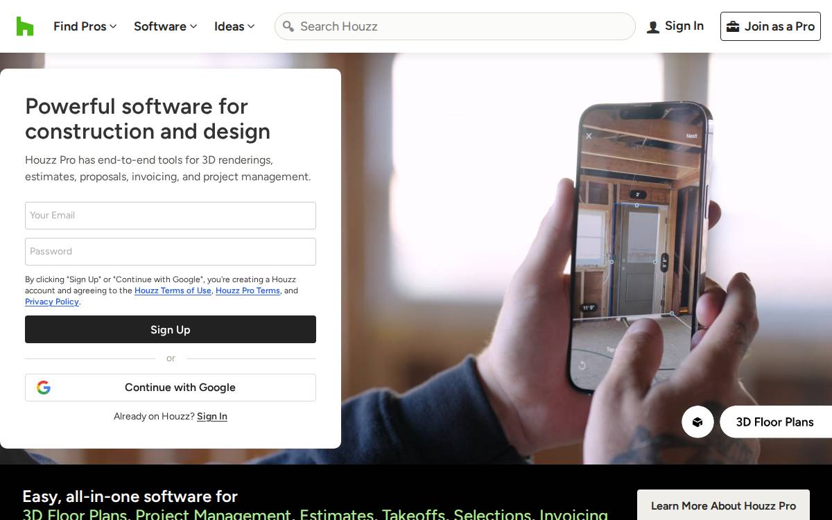 Houzz website preview