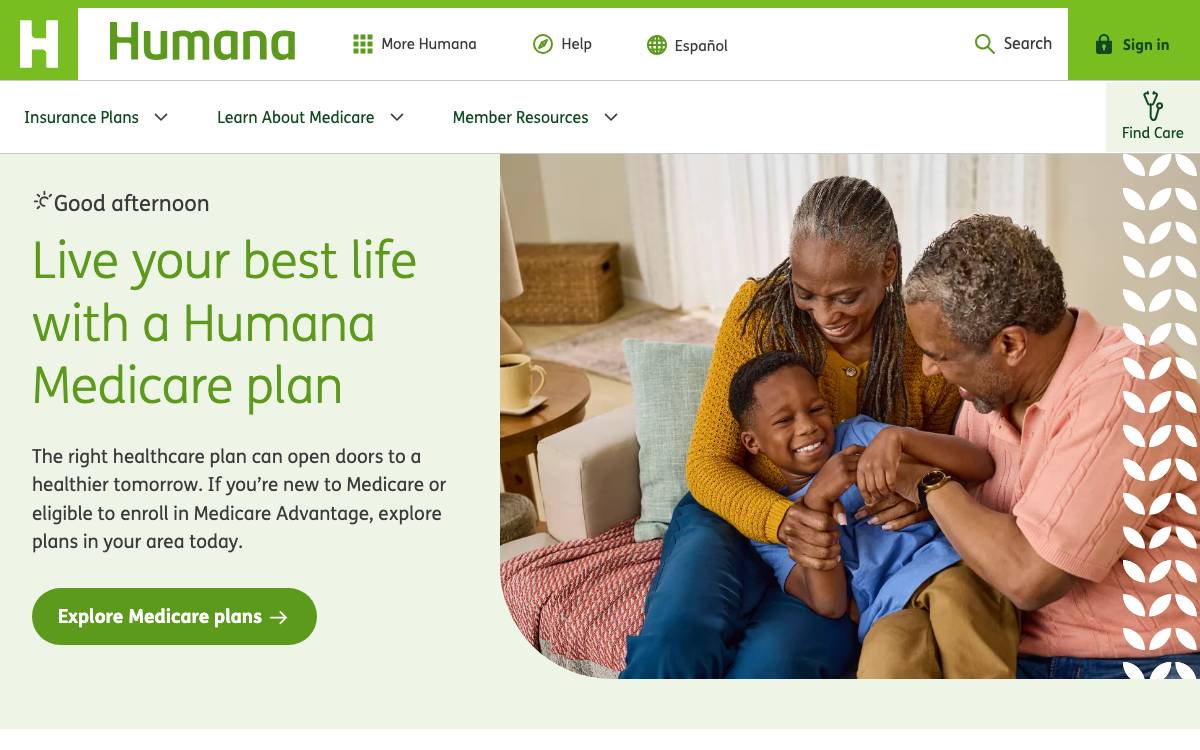 Humana website preview