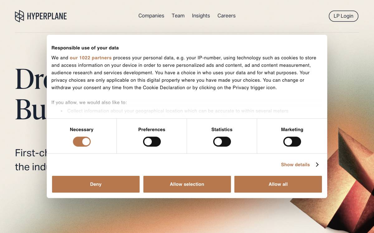 Hyperplane Venture Capital website preview