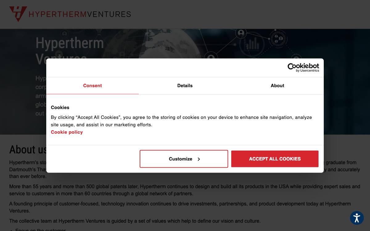 Hypertherm Ventures website preview
