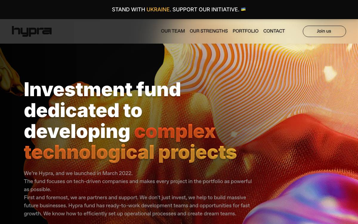 Hypra fund website preview