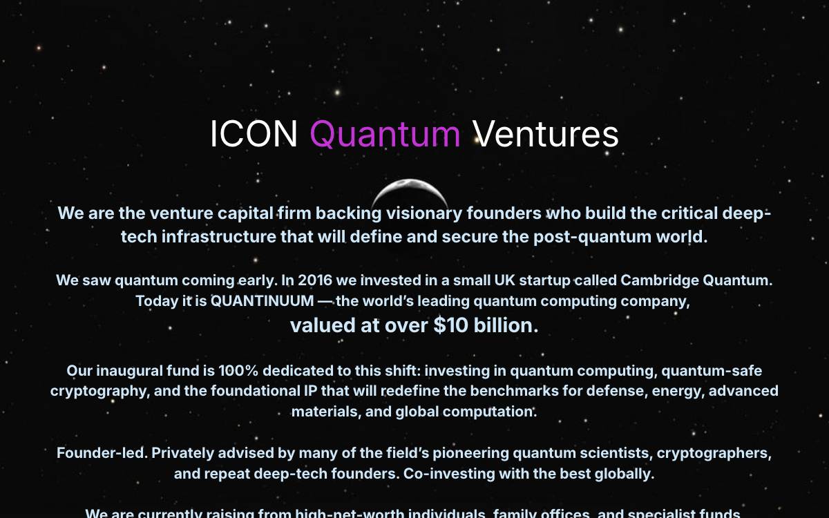ICON Quantum Ventures website preview