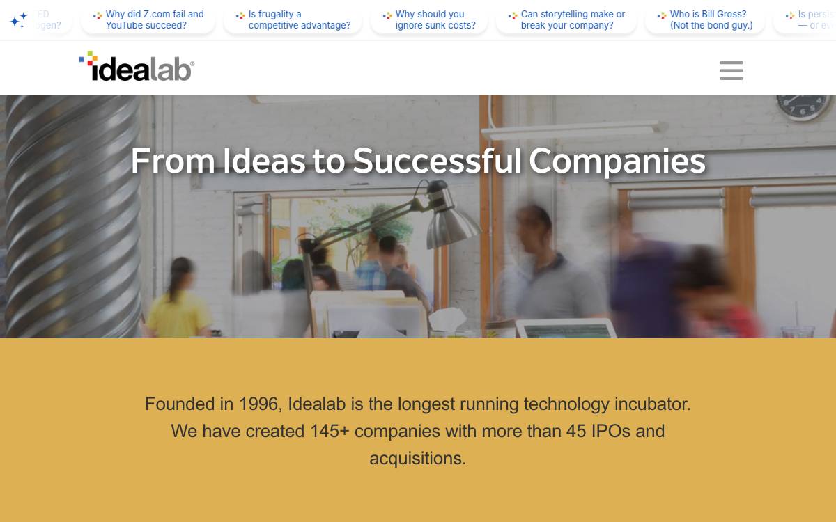 Idealab website preview