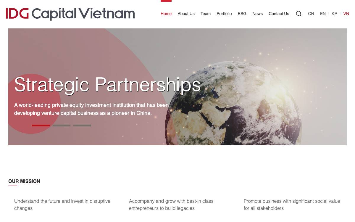 IDG Capital Vietnam website preview