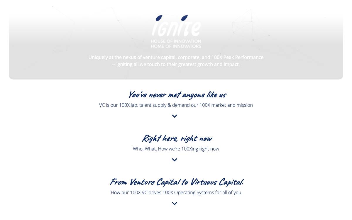 Ignite House of Innovation website preview