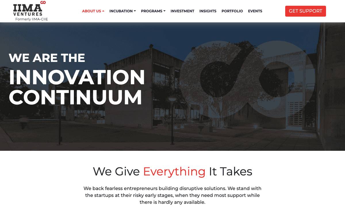 IIMA Ventures website preview