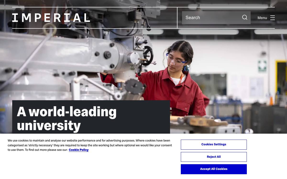 Imperial College London website preview