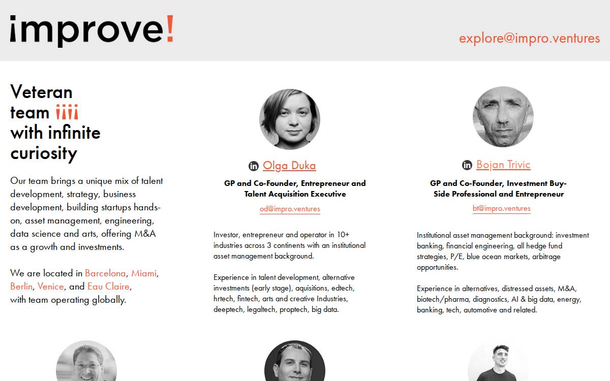 Improve Ventures website preview