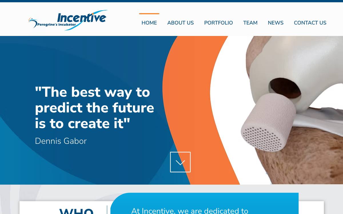 Incentive, Peregrine Ventures Incubator website preview