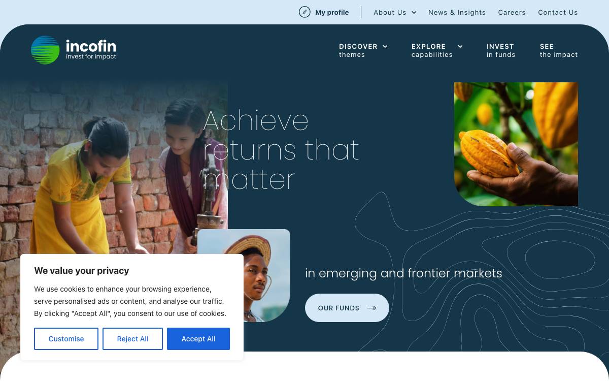 Incofin Investment Management website preview