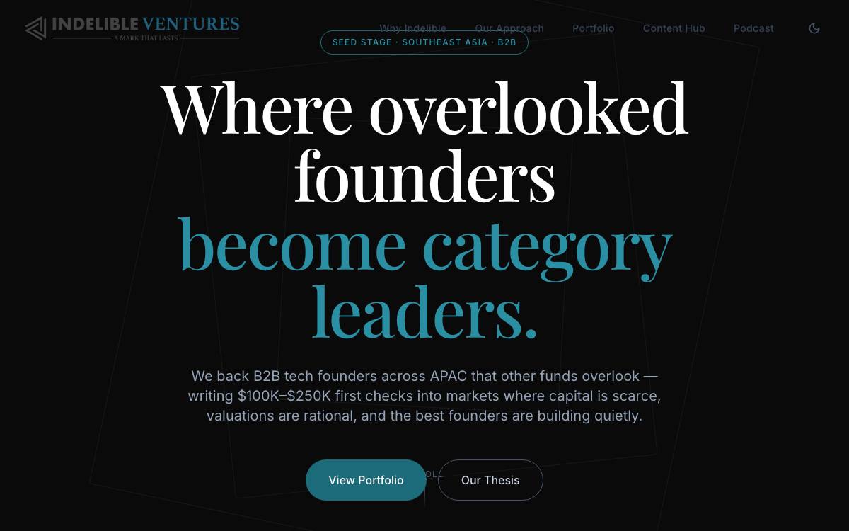 Indelible Ventures website preview