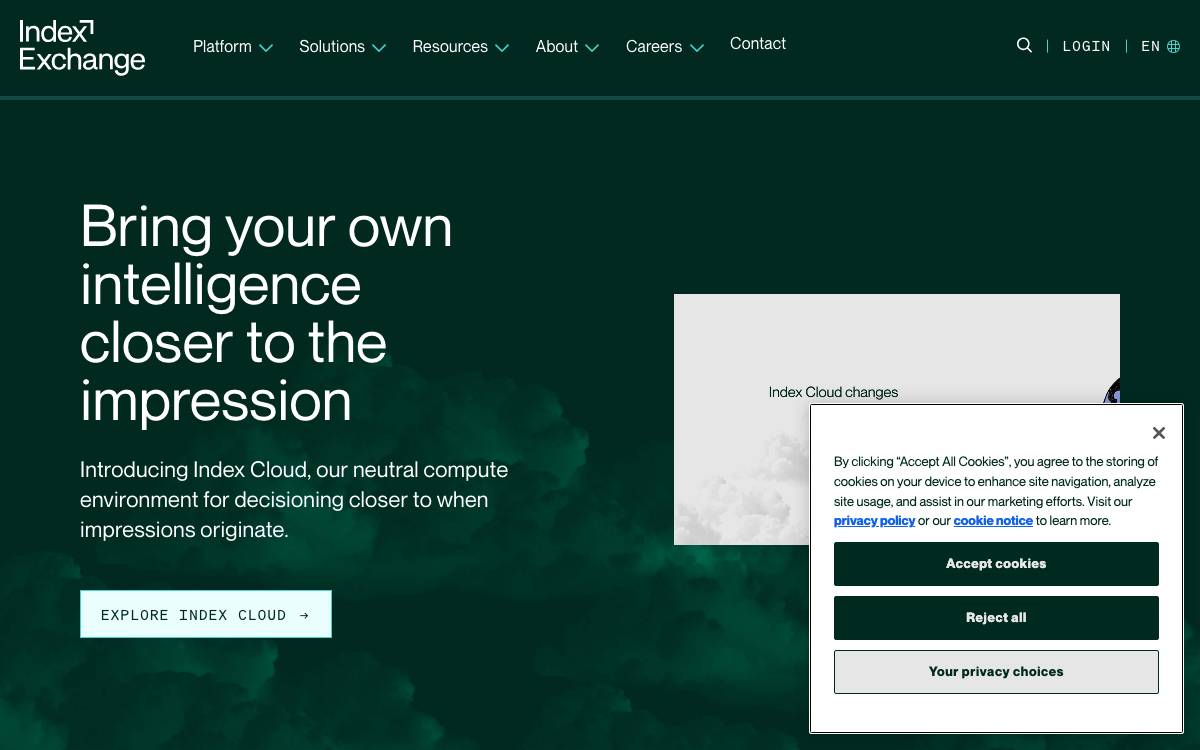 Index Exchange corporate venture activity website preview