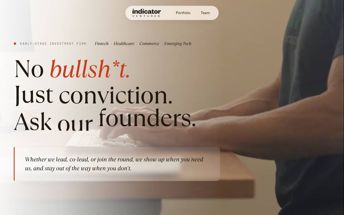 Indicator Ventures website preview