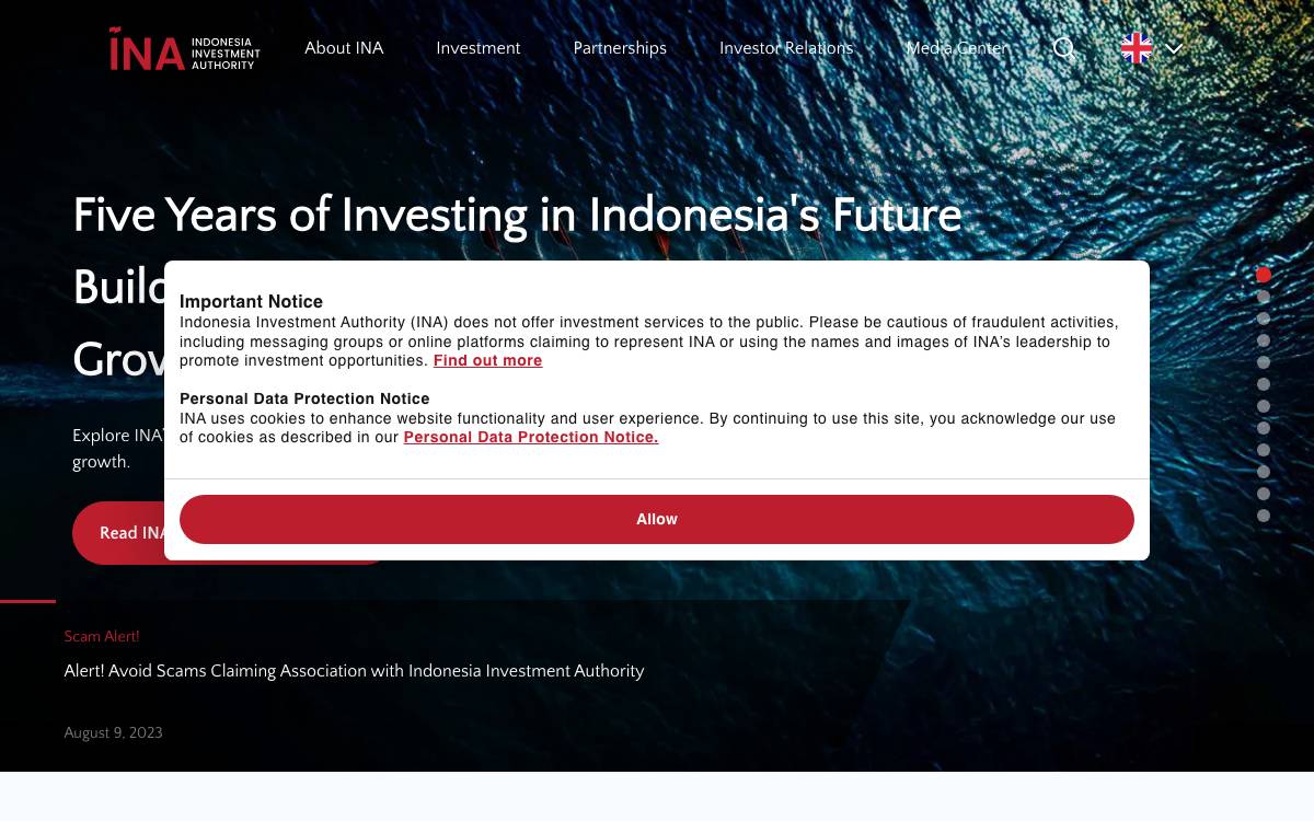 Indonesia Investment Authority website preview