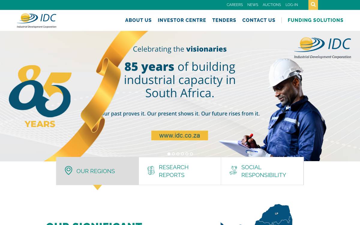 Industrial Development Corporation South Africa website preview
