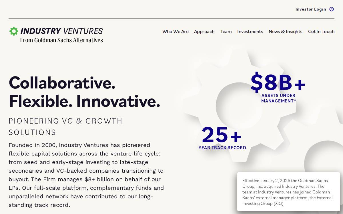 Industry Ventures website preview