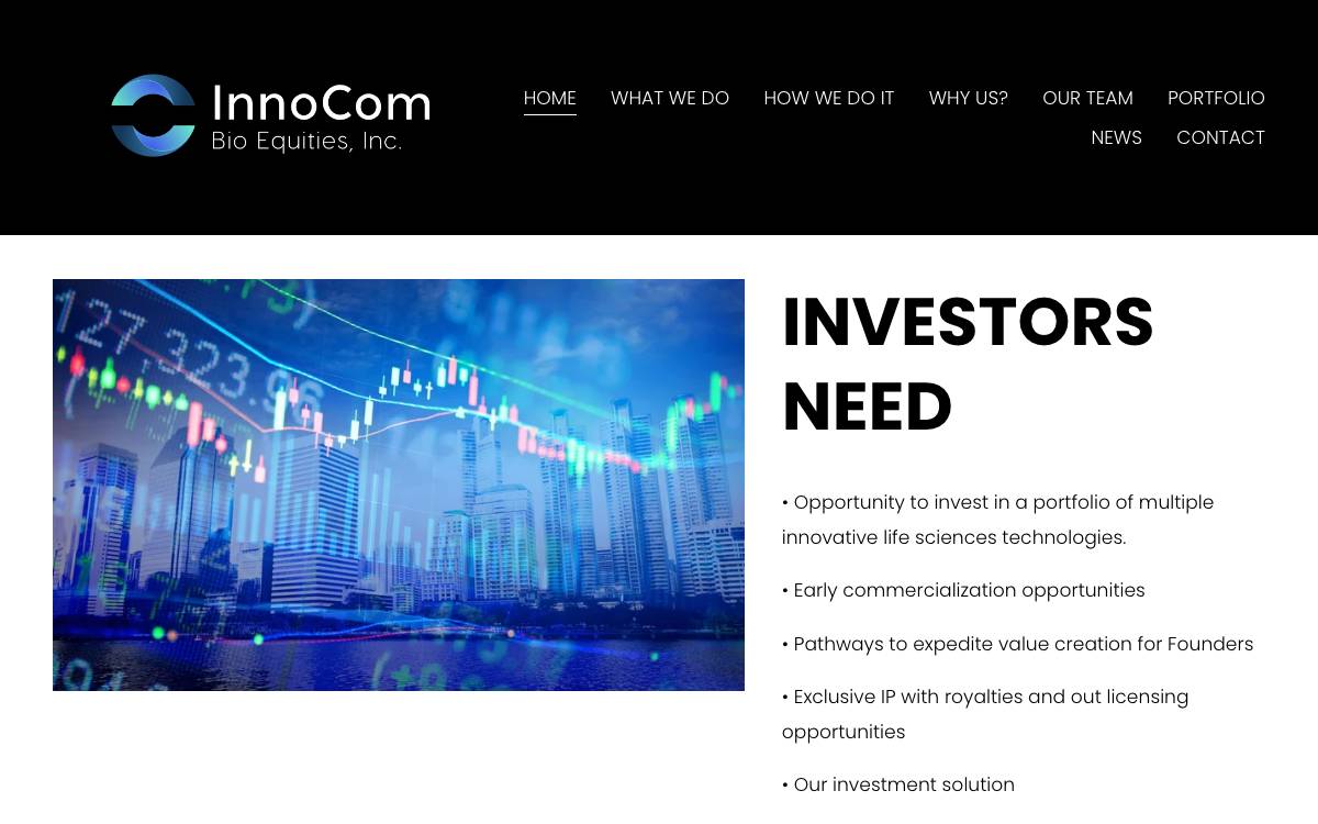 InnoCom Bio Equities website preview