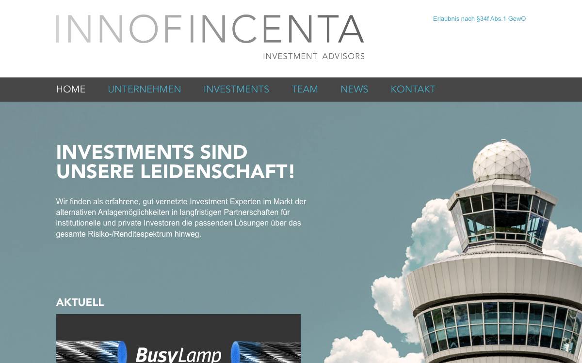 INNOFINCENTA GmbH website preview