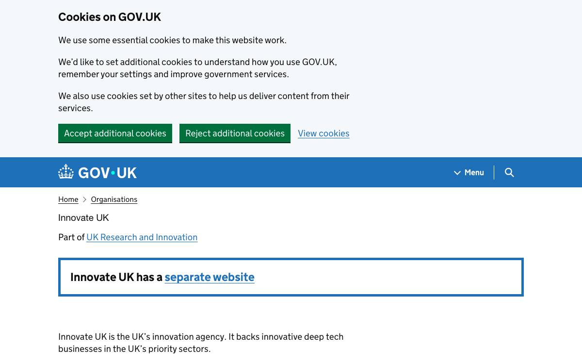 Innovate UK website preview