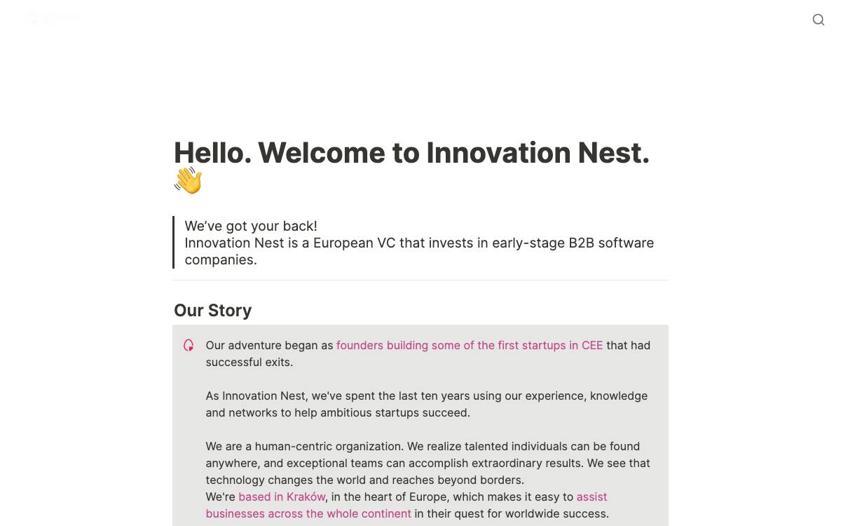Innovation Nest website preview