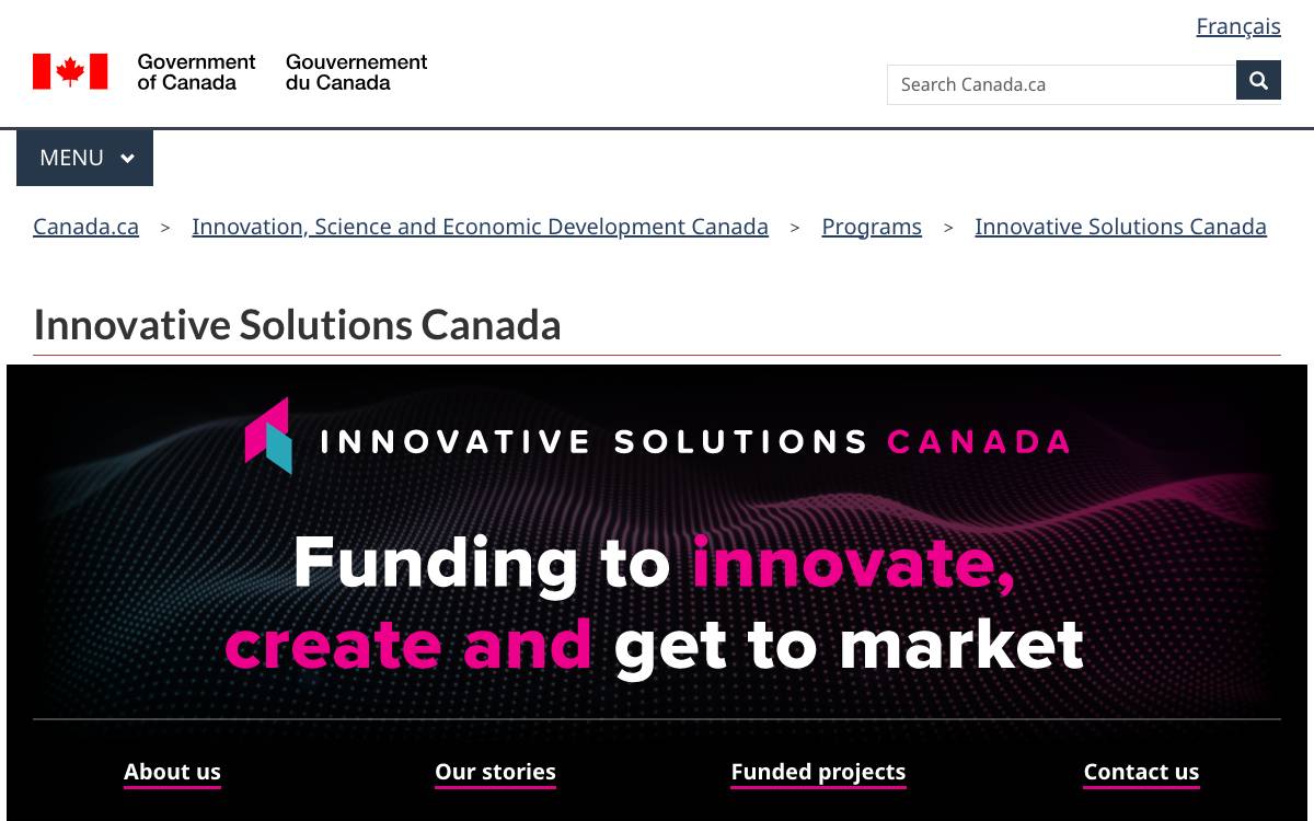 Innovative Solutions Canada website preview